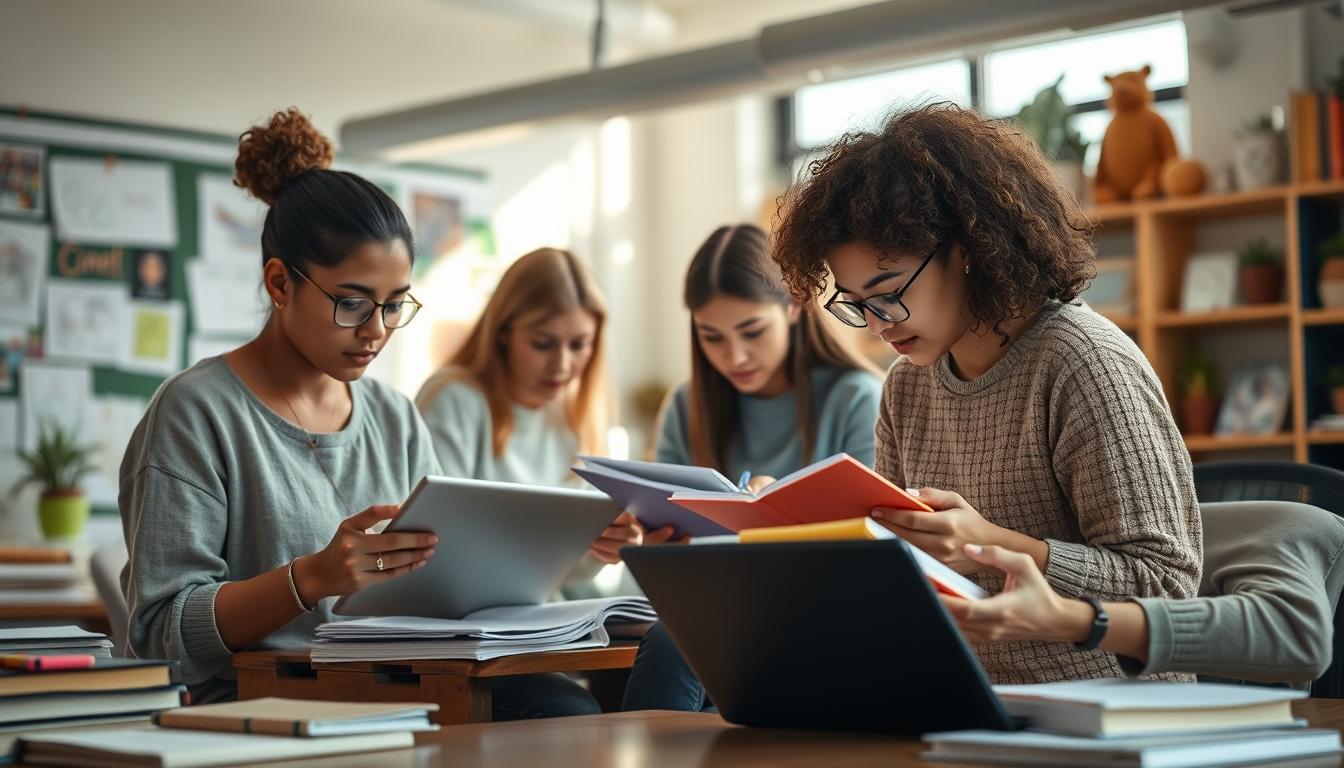 Student preparing for exams with study materials